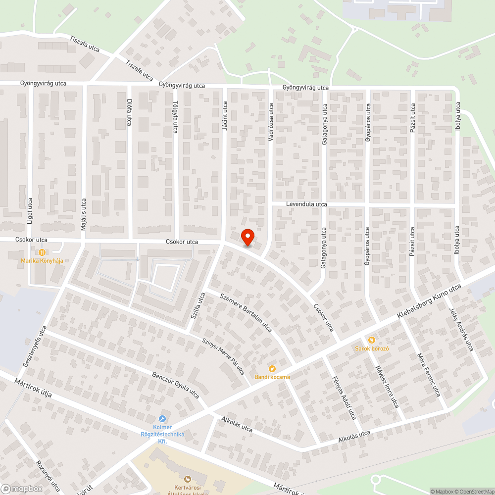 Kátyú a Csokor utcán bejelentés helye