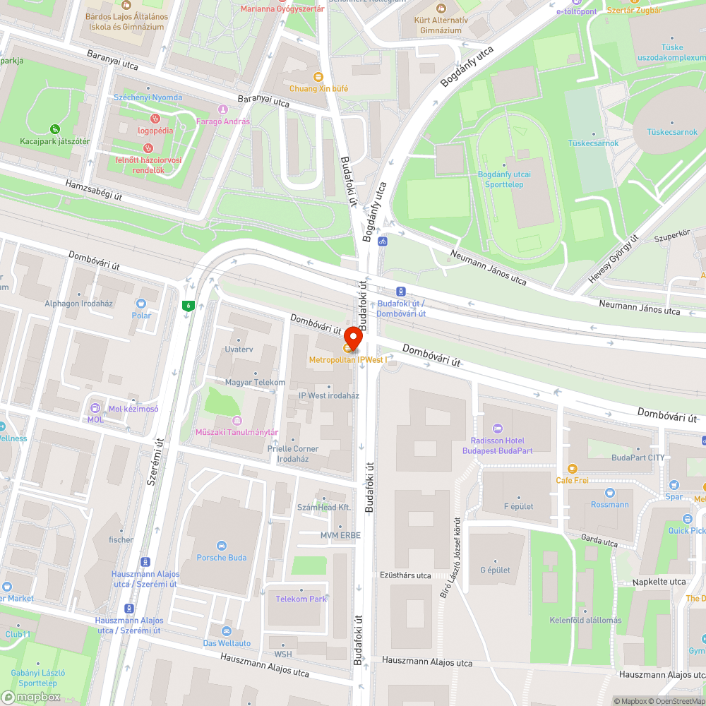 Budafoki út 91. kidöntött pollerek bejelentés helye