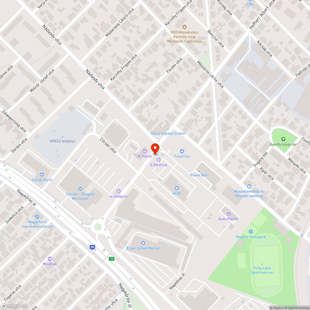 Elhagyott autók bejelentés helye