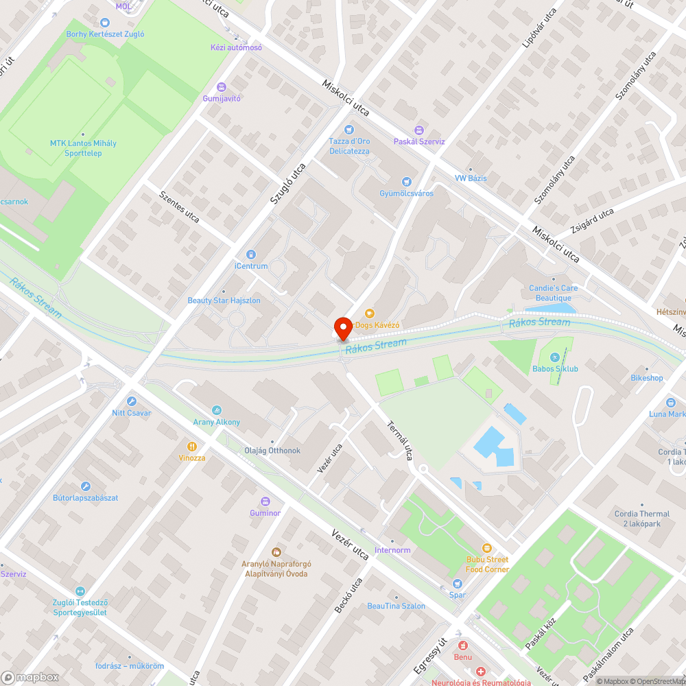 Bevásárlókocsi a Rákos-patakban bejelentés helye