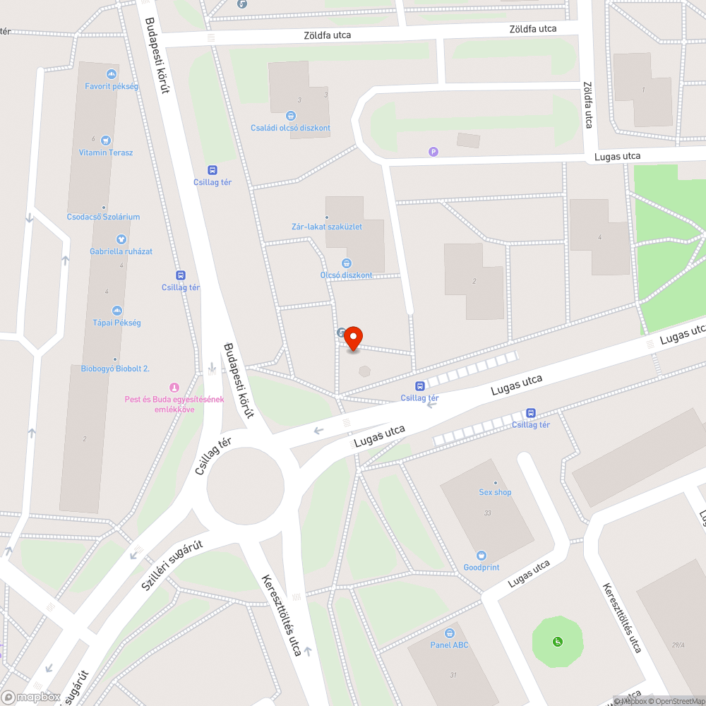 Fejmagasságba lógó vastag faág - Csillag tér bejelentés helye