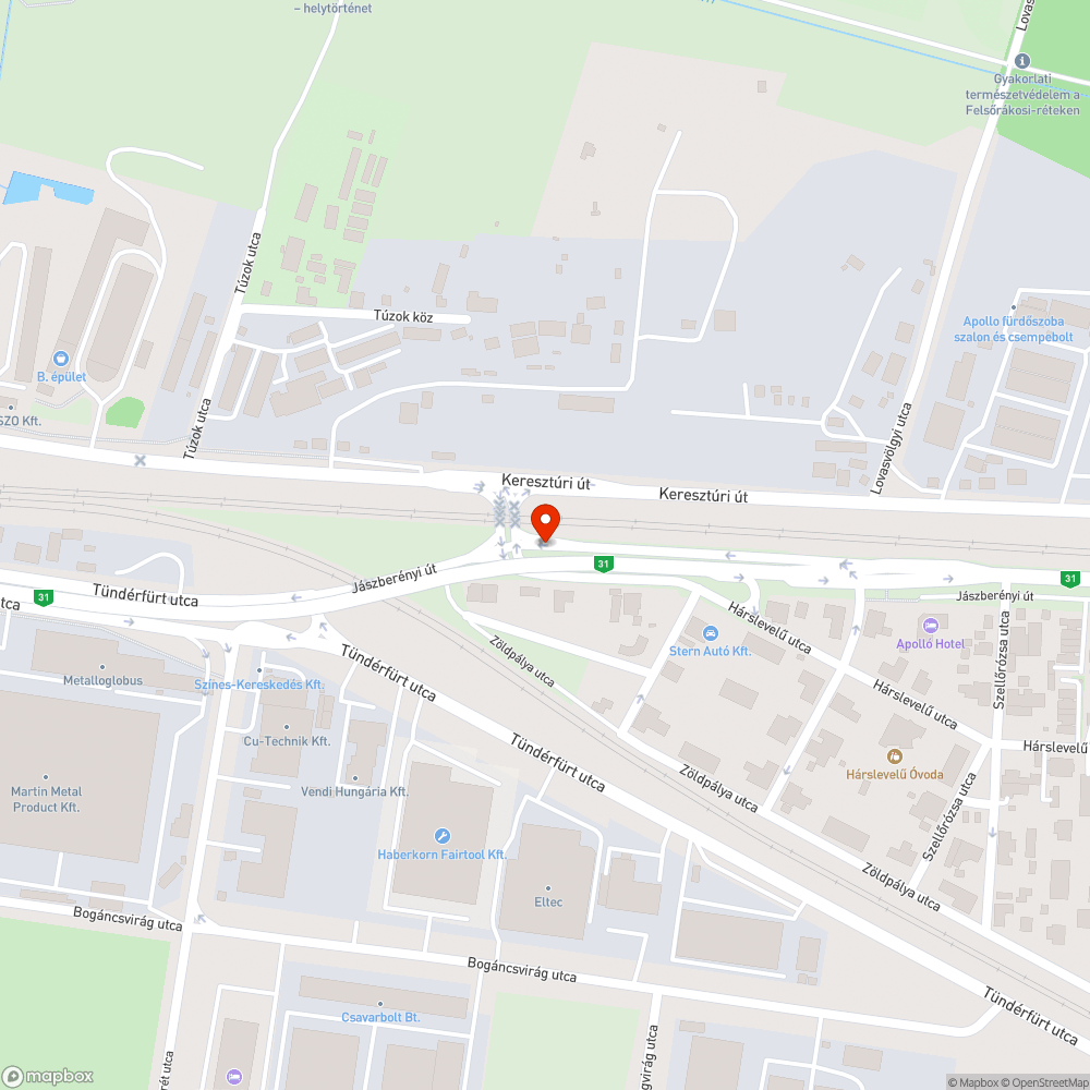 Megrongálódott szalagkorlát bejelentés helye