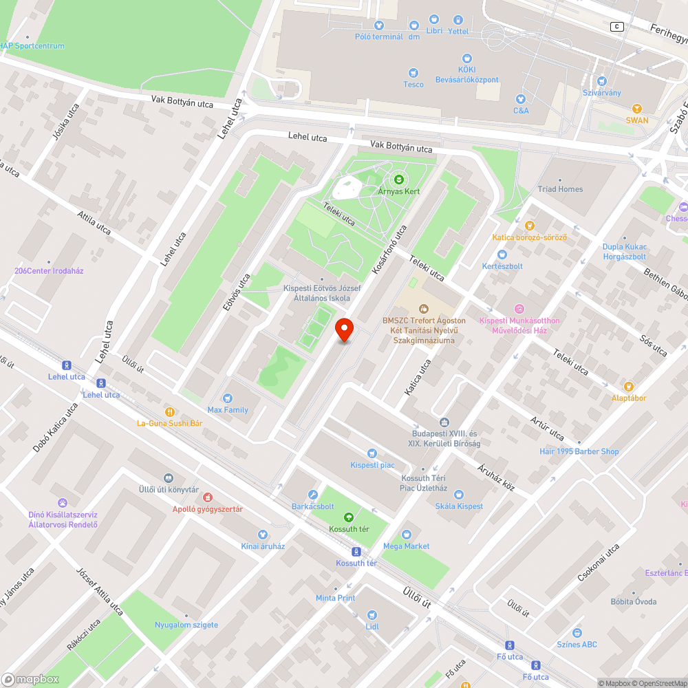 Vandalizált kuka bejelentés helye