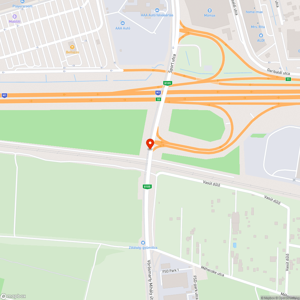 Borzasztó rossz minőségű, besüllyedt út bejelentés helye