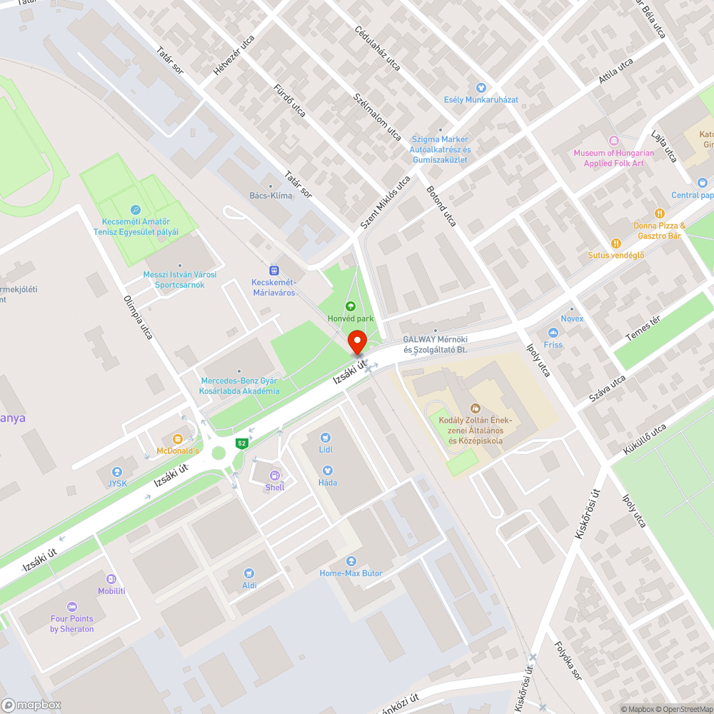 Hiányzó járdaszakasz az Izsáki úton bejelentés helye