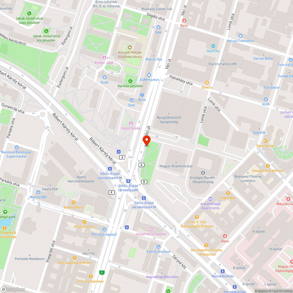 Törött üveg (Göncz Árpád városközpont) bejelentés helye