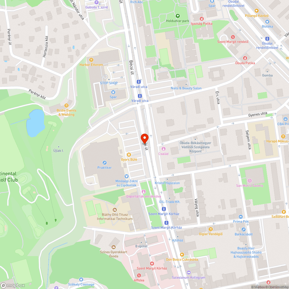 III. Bécsi út 136. előtti járdahiba bejelentés helye