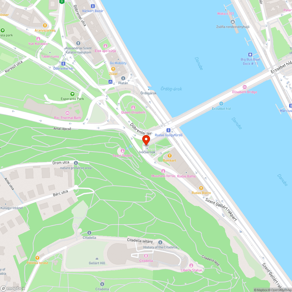 Erzsébet híd körkorlátja graffitis Budán bejelentés helye