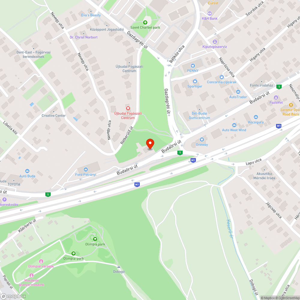 Budaörsi út - Gazdagréti út járda hiánya bejelentés helye