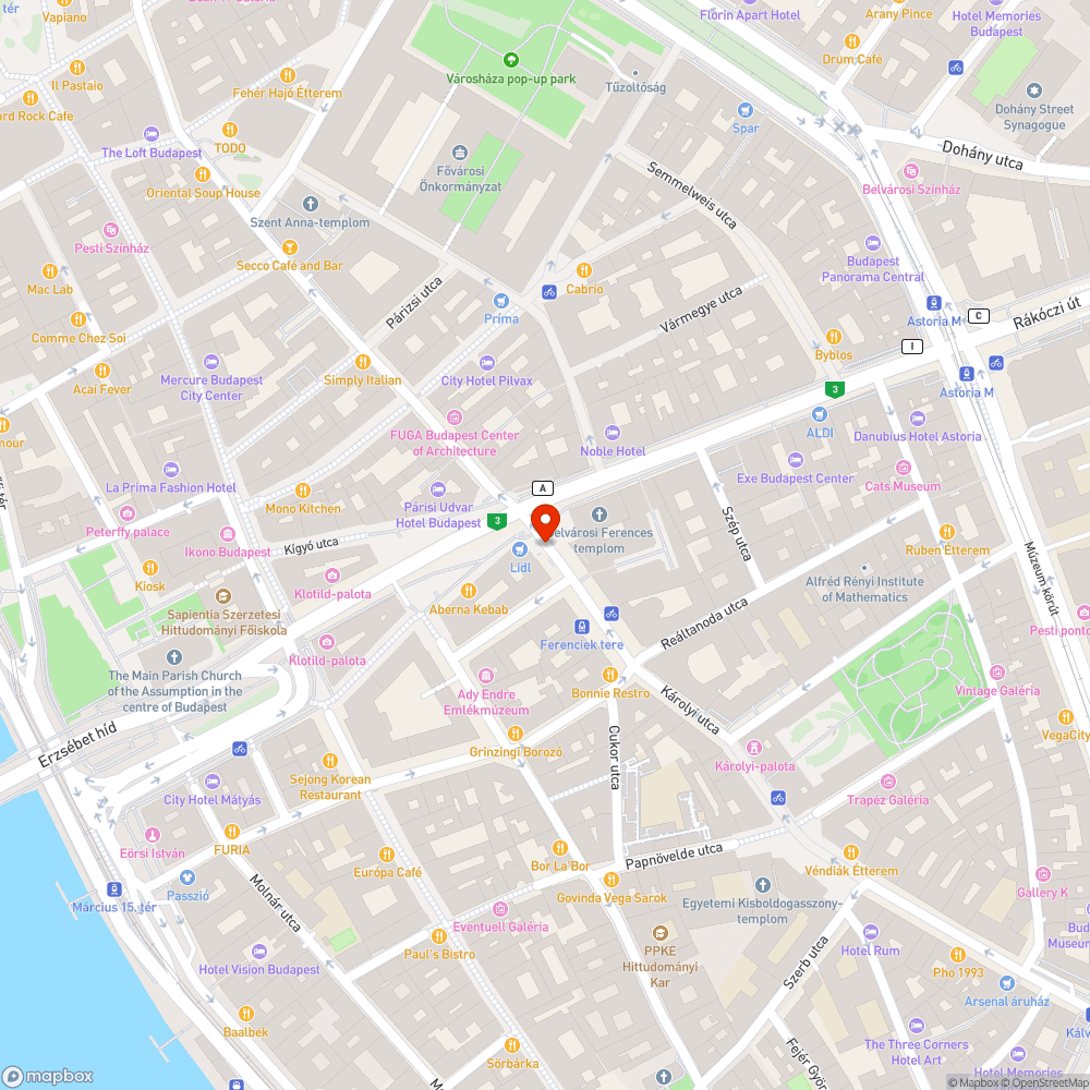 M3 Ferenciek tere D lépcső graffitis bejelentés helye