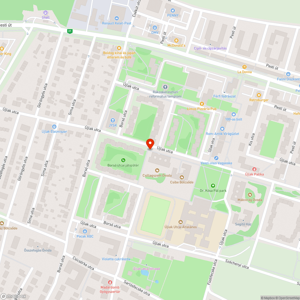 Életveszélyes bejelentés helye