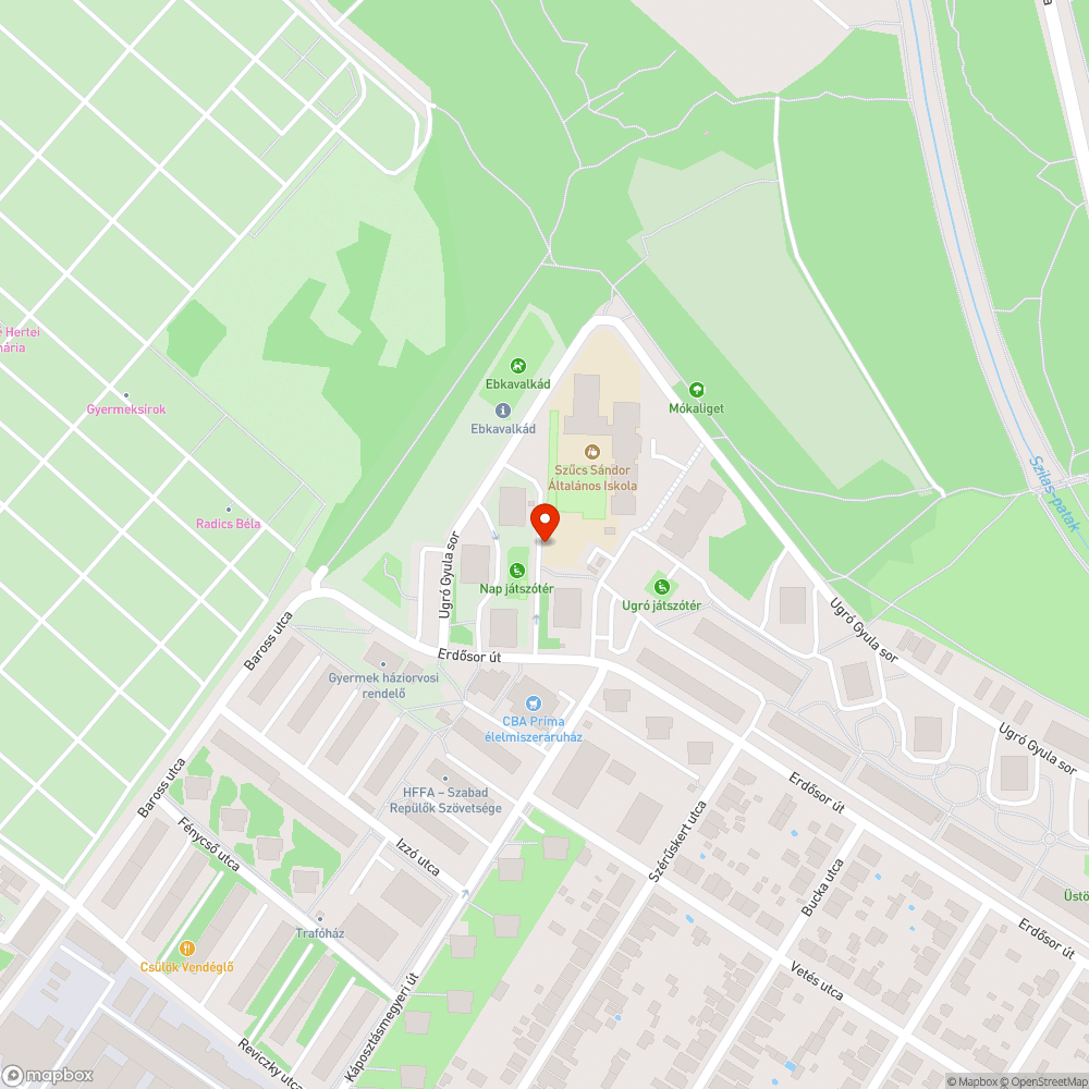 Zöldterületen parkolás az Erdősor úton bejelentés helye