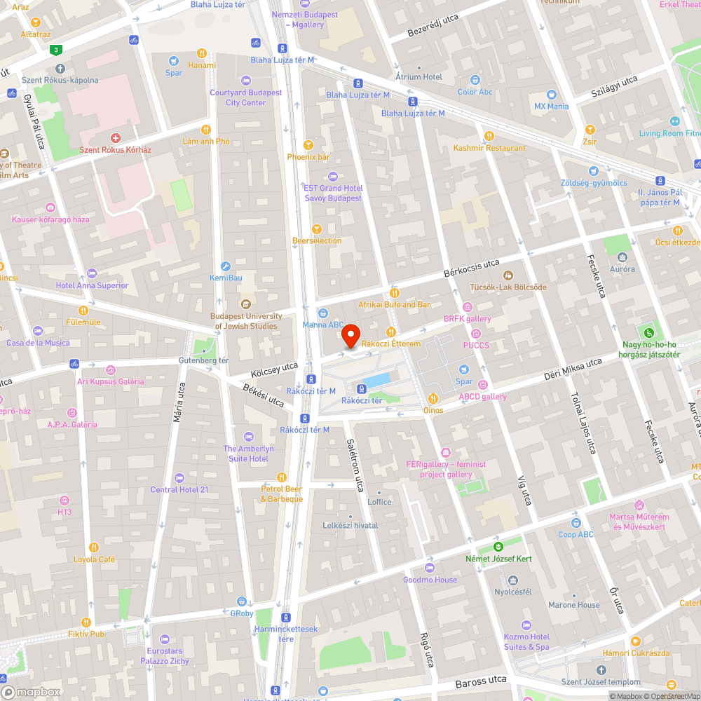 kiégett égő Rákóczi tér bejelentés helye