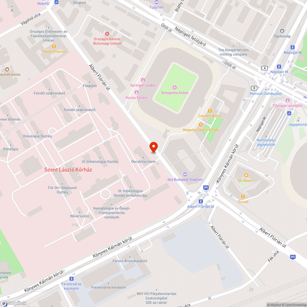 Albert Flórián úton kiégett lámpa bejelentés helye