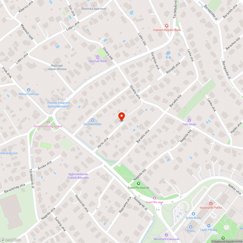 Nem működő közvilágítási lámpa Újbudán a Harta utcában bejelentés helye