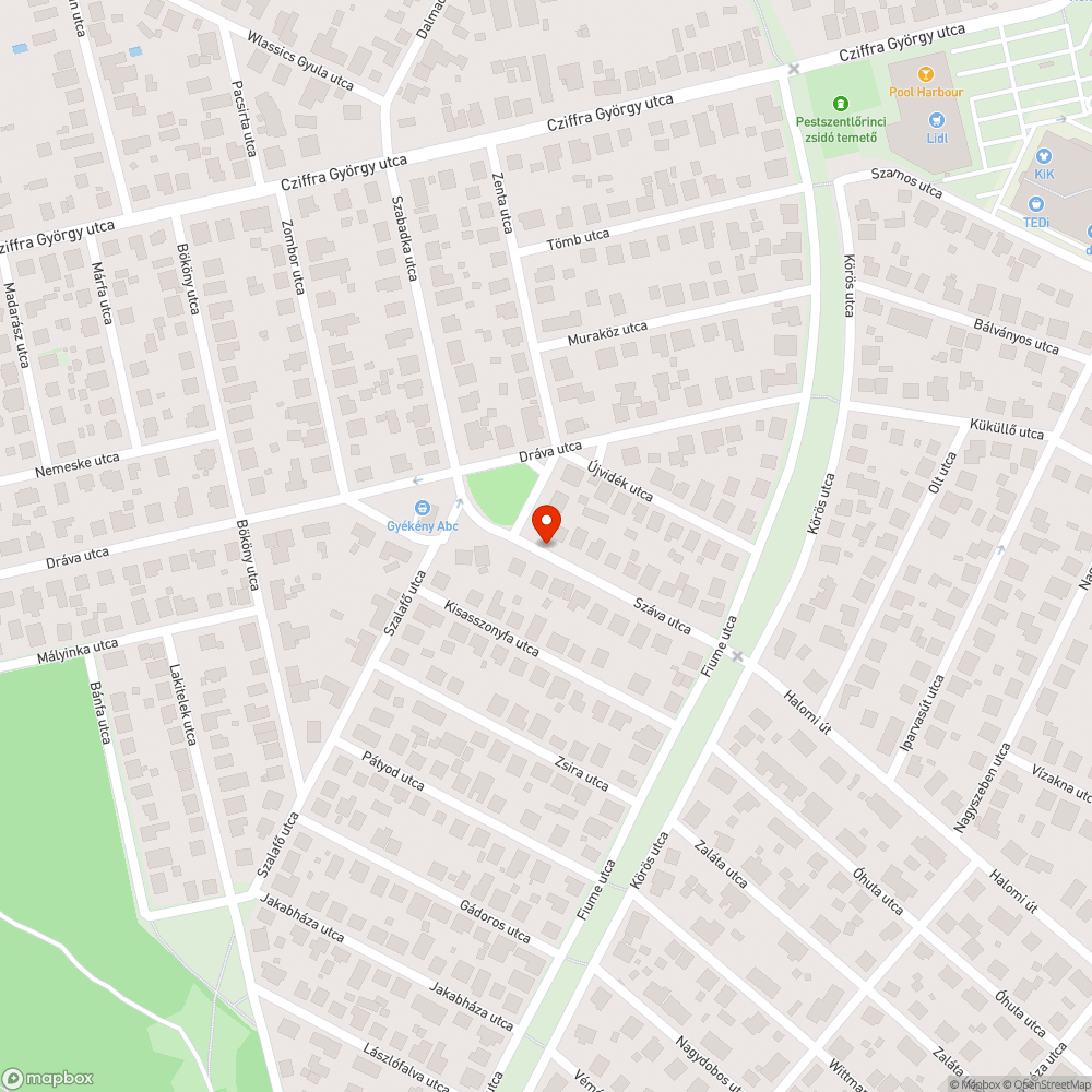 Buszmegálló előtti útszakasz bejelentés helye