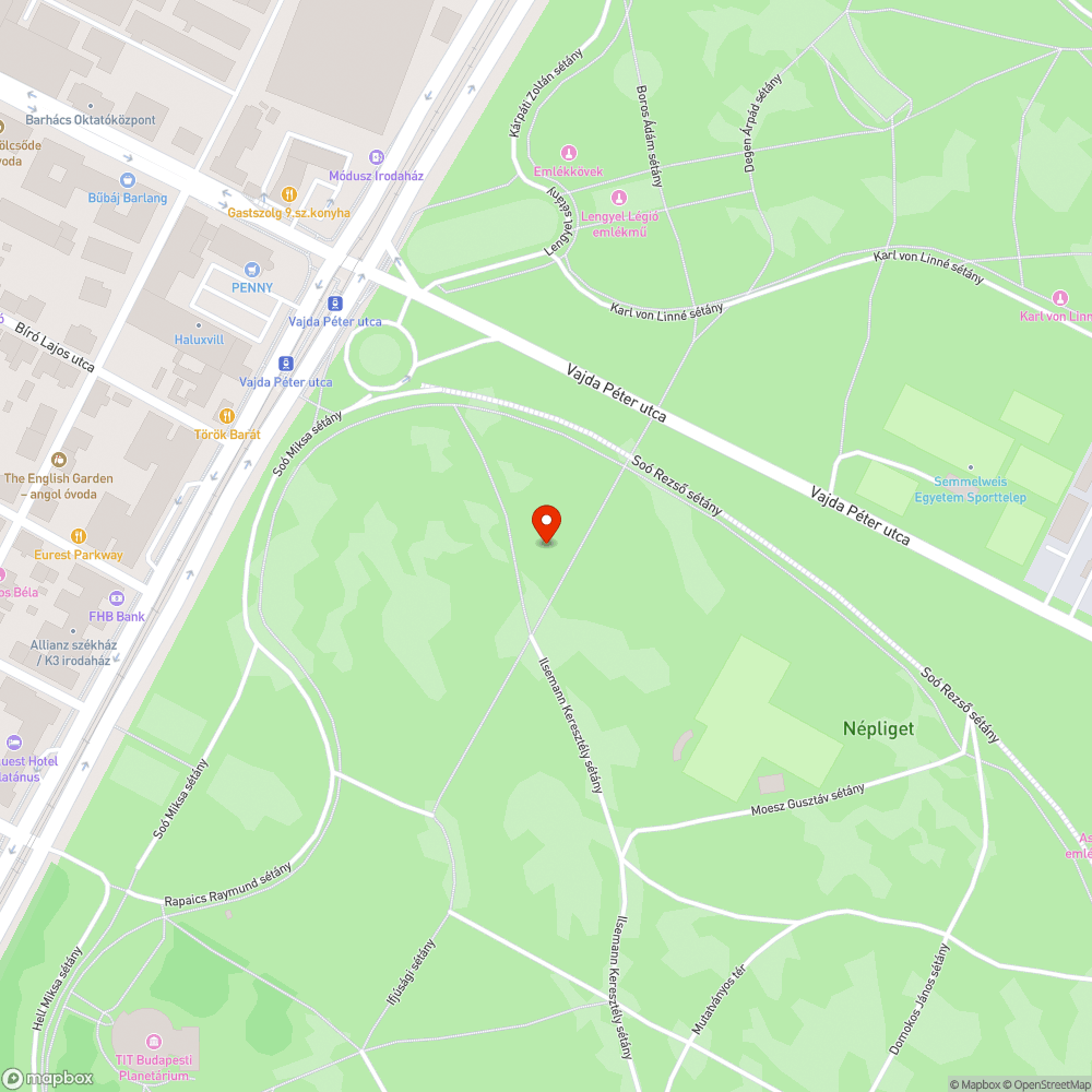 Népligeti járda bejelentés helye