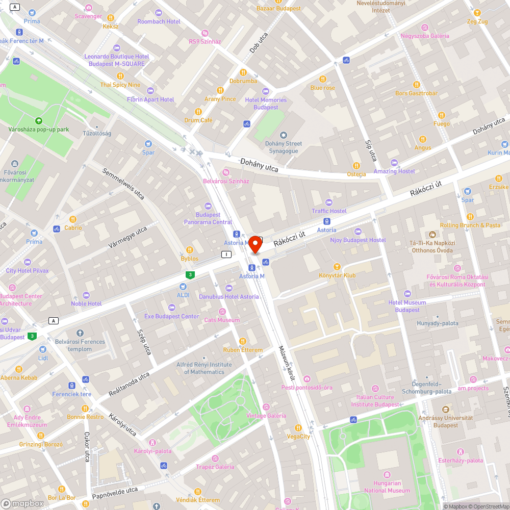 kátyú Astoria M3 pótló megállója bejelentés helye