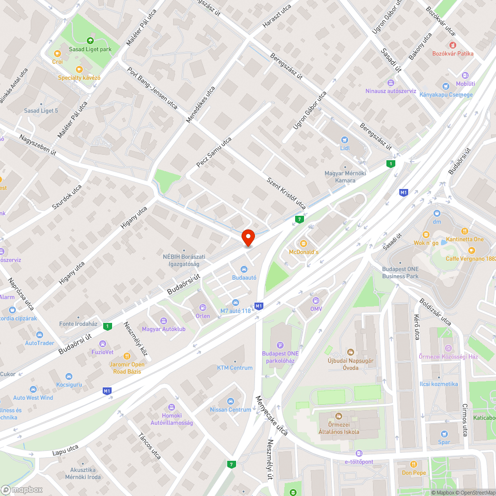 M1-M7 bejelentés helye