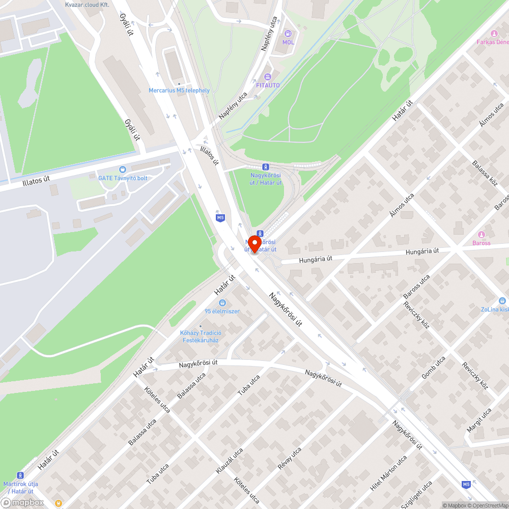 Kiégett közlekedési lámpa (Nagykőrösi út/Határ út) bejelentés helye