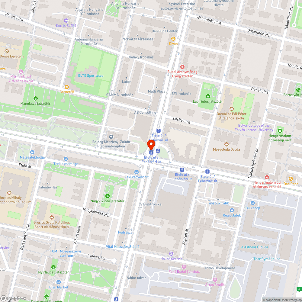 Etele út - Fehérvári út hányás bejelentés helye