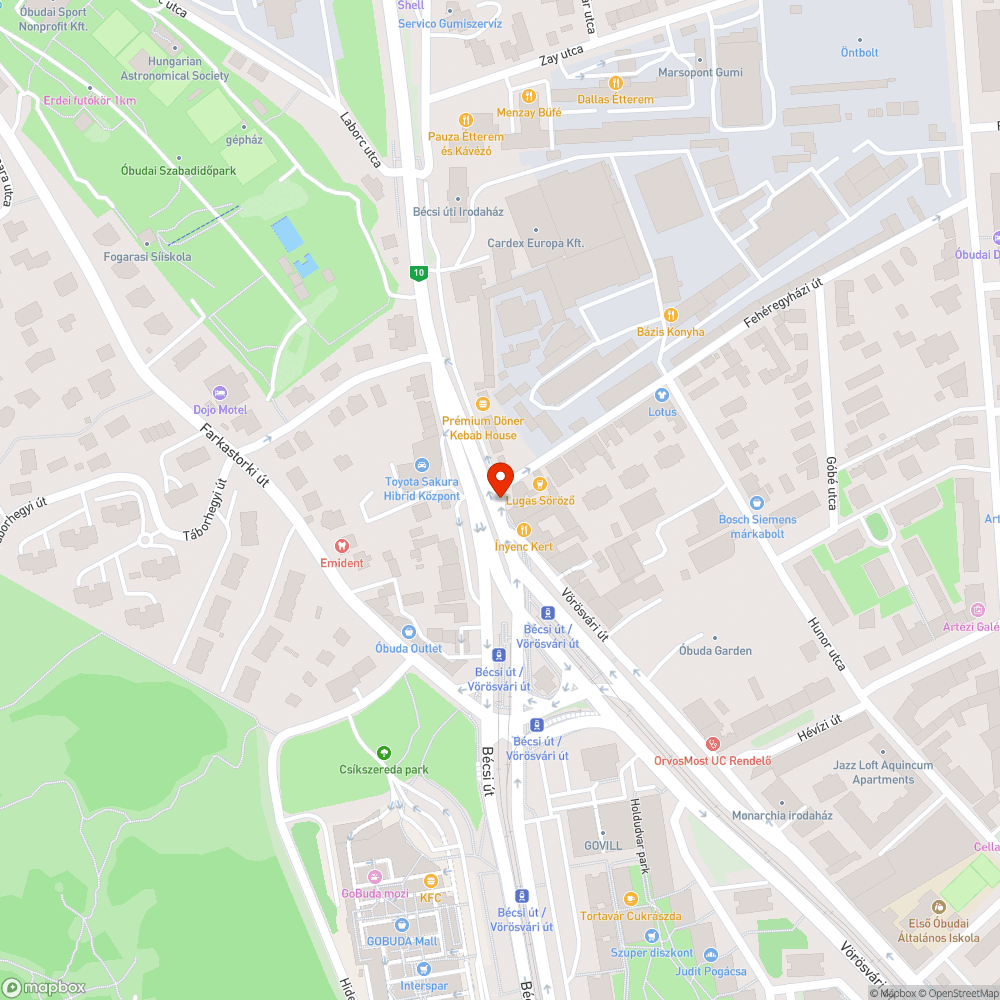 Kiégett lámpa bejelentés helye