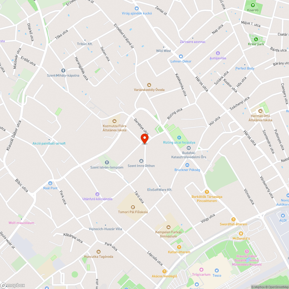 Kátyú az Őszibarack utca elején bejelentés helye