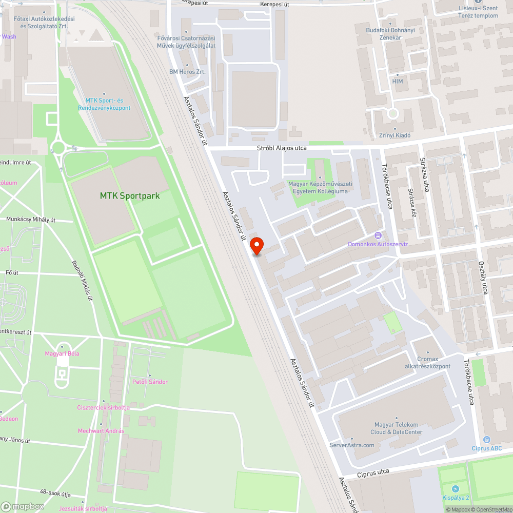 VIII. Asztalos Sándor út szemét bejelentés helye