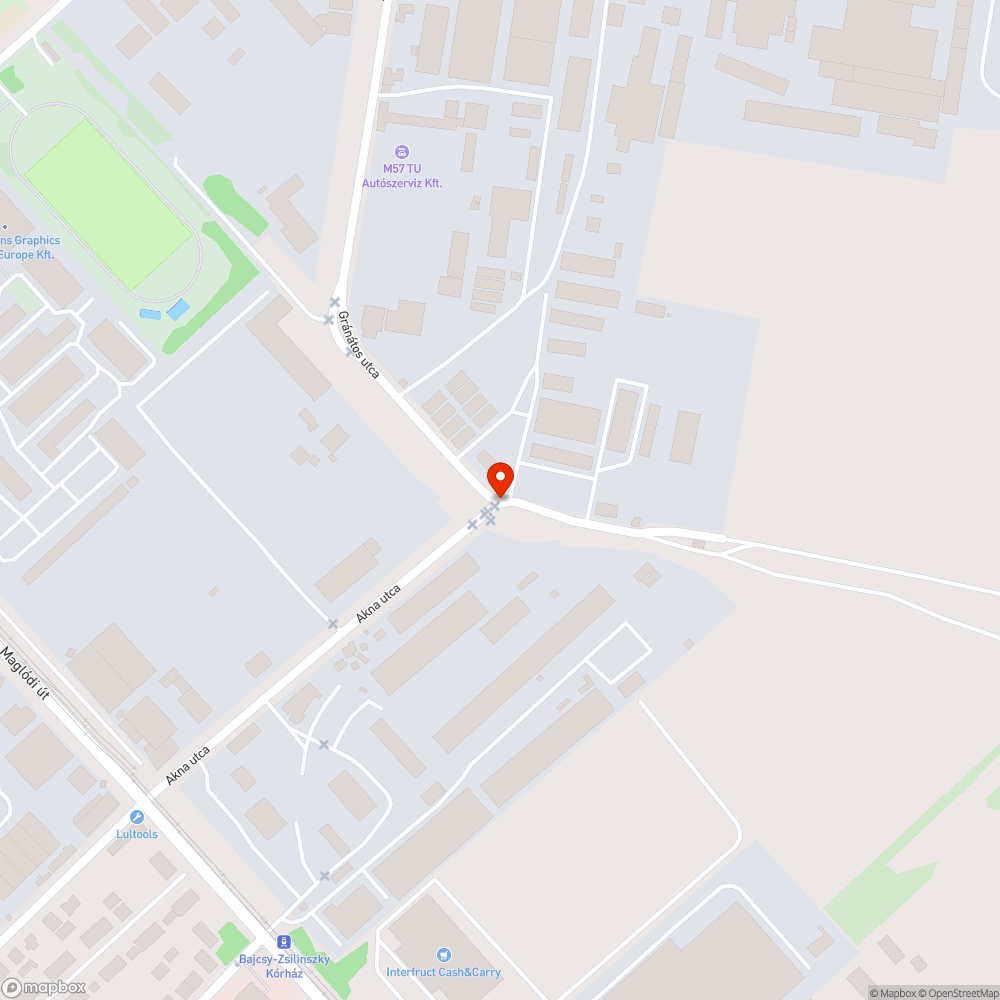 Gránátos utcai kátyúk bejelentés helye