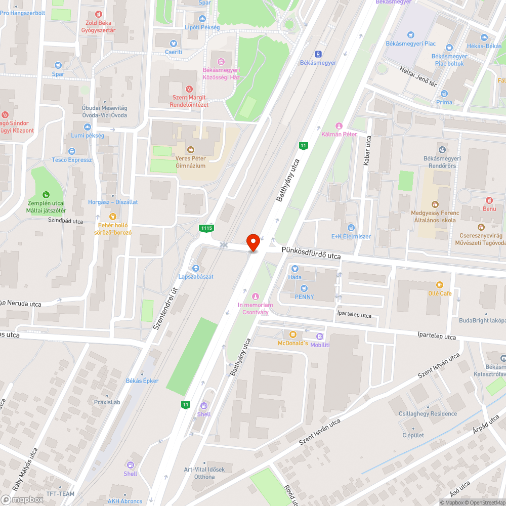 Szentendrei út lekopott sávok bejelentés helye