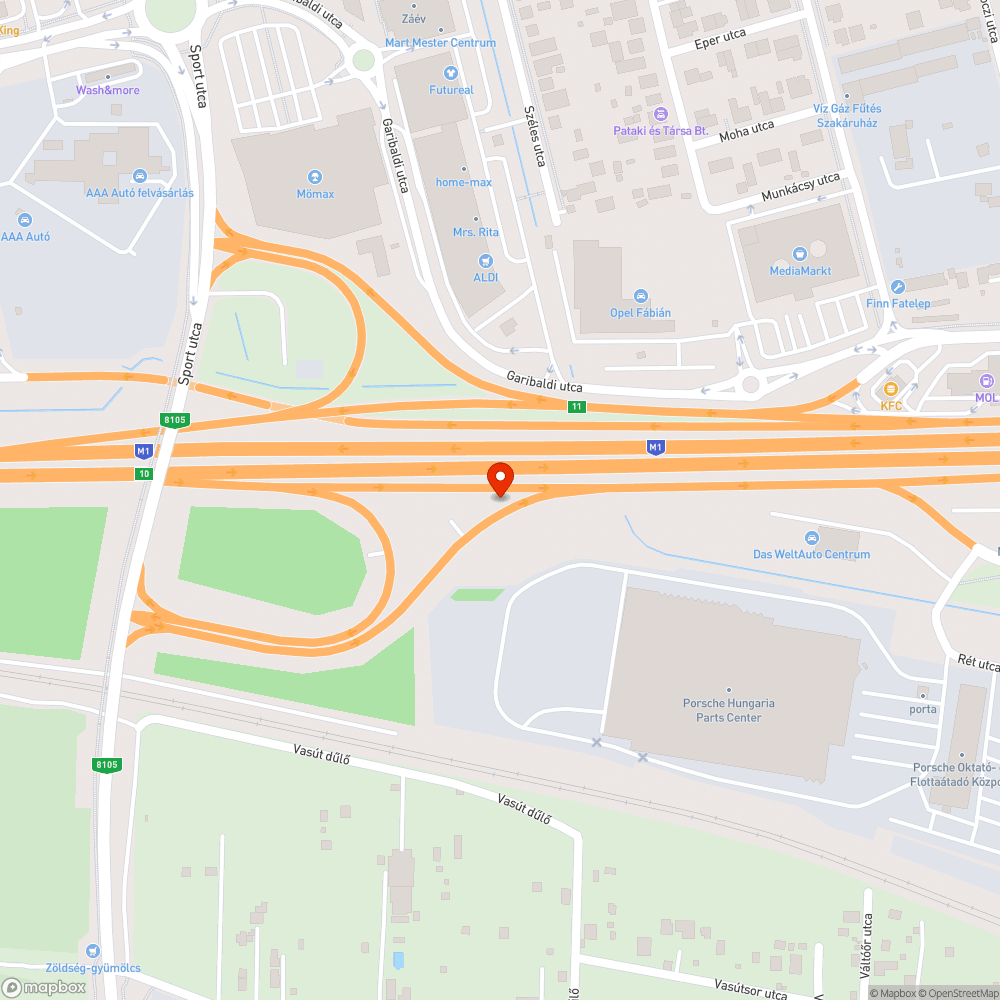 Hosszanti kátyú bejelentés helye