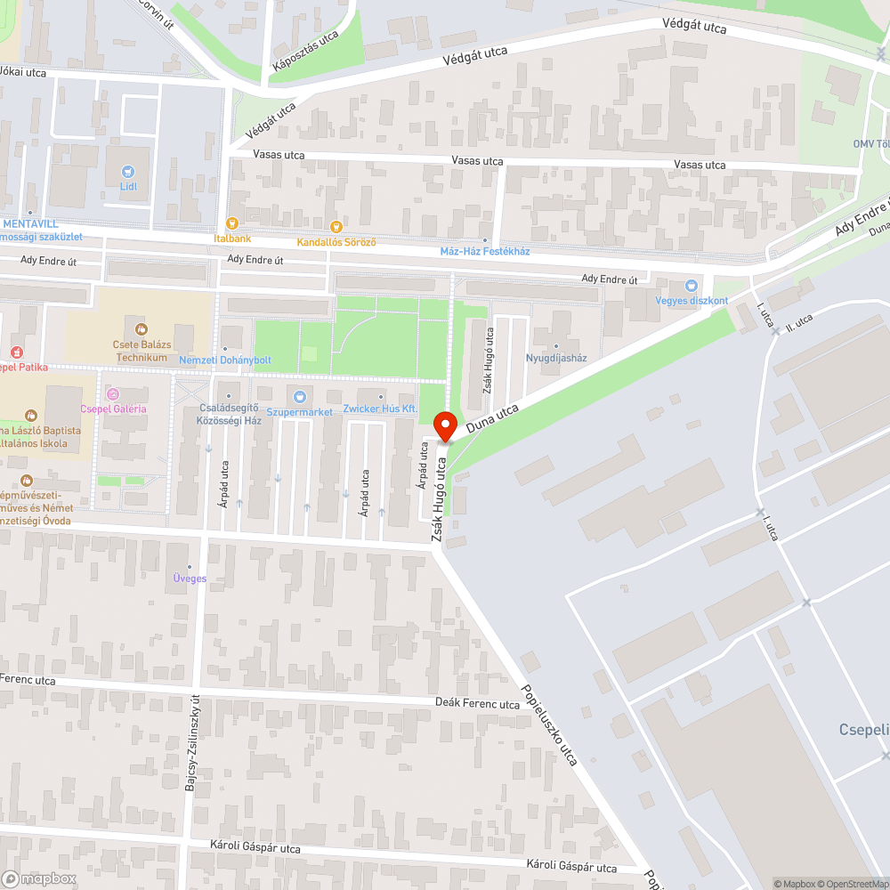 Zsák Hugó utcai úthibák bejelentés helye