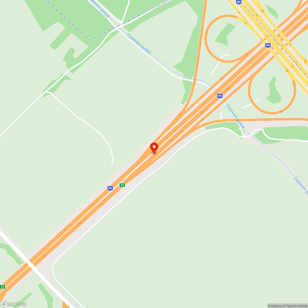 Baleset után nem megfelelően helyreállított korlát (M3) bejelentés helye