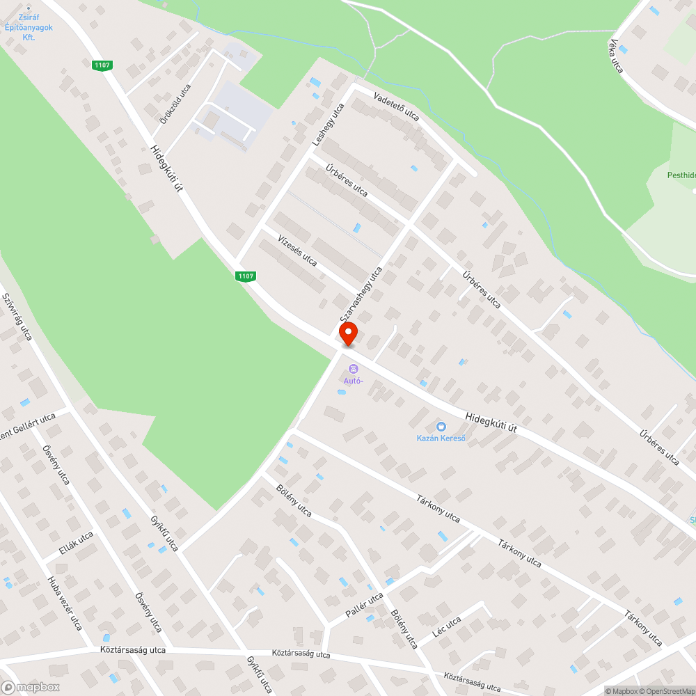 Zebra festése a Hidegkúti út Szarvashegy utcai kereszteződésénel. bejelentés helye