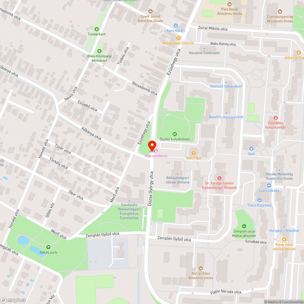 Óbuda, Békásmegyer, közvilágítás kiesés bejelentés helye