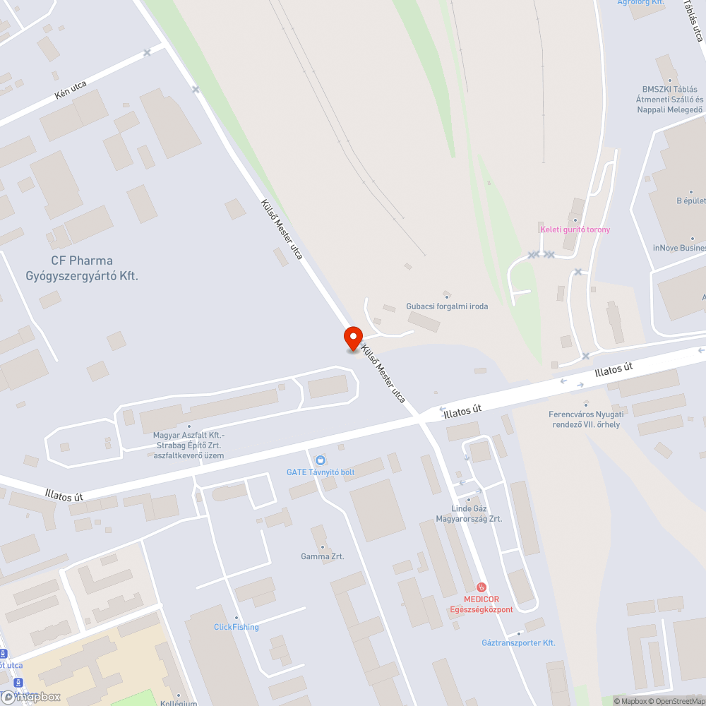 Úthiba bejelentés helye