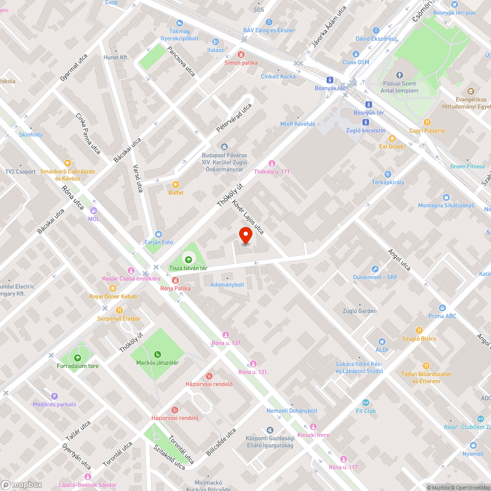 Bosnyák u. 8. garázskapu előtti parkolás bejelentés helye