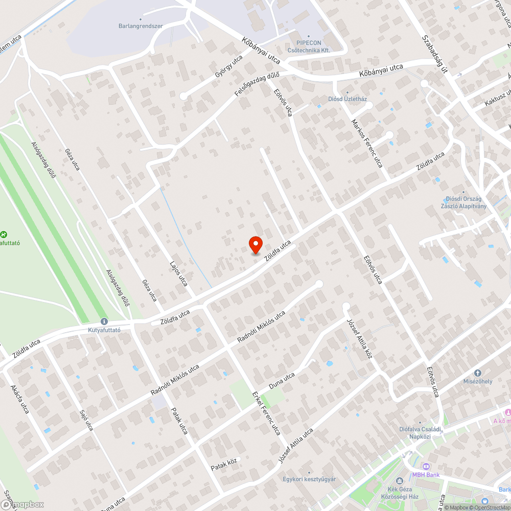 Kátyú-Zöldfa utca másik szakasz bejelentés helye