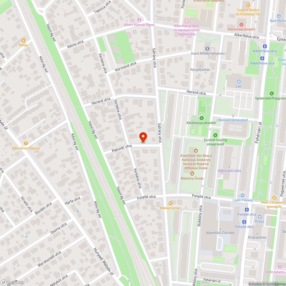 Erősen megdőlt akácfa bejelentés helye