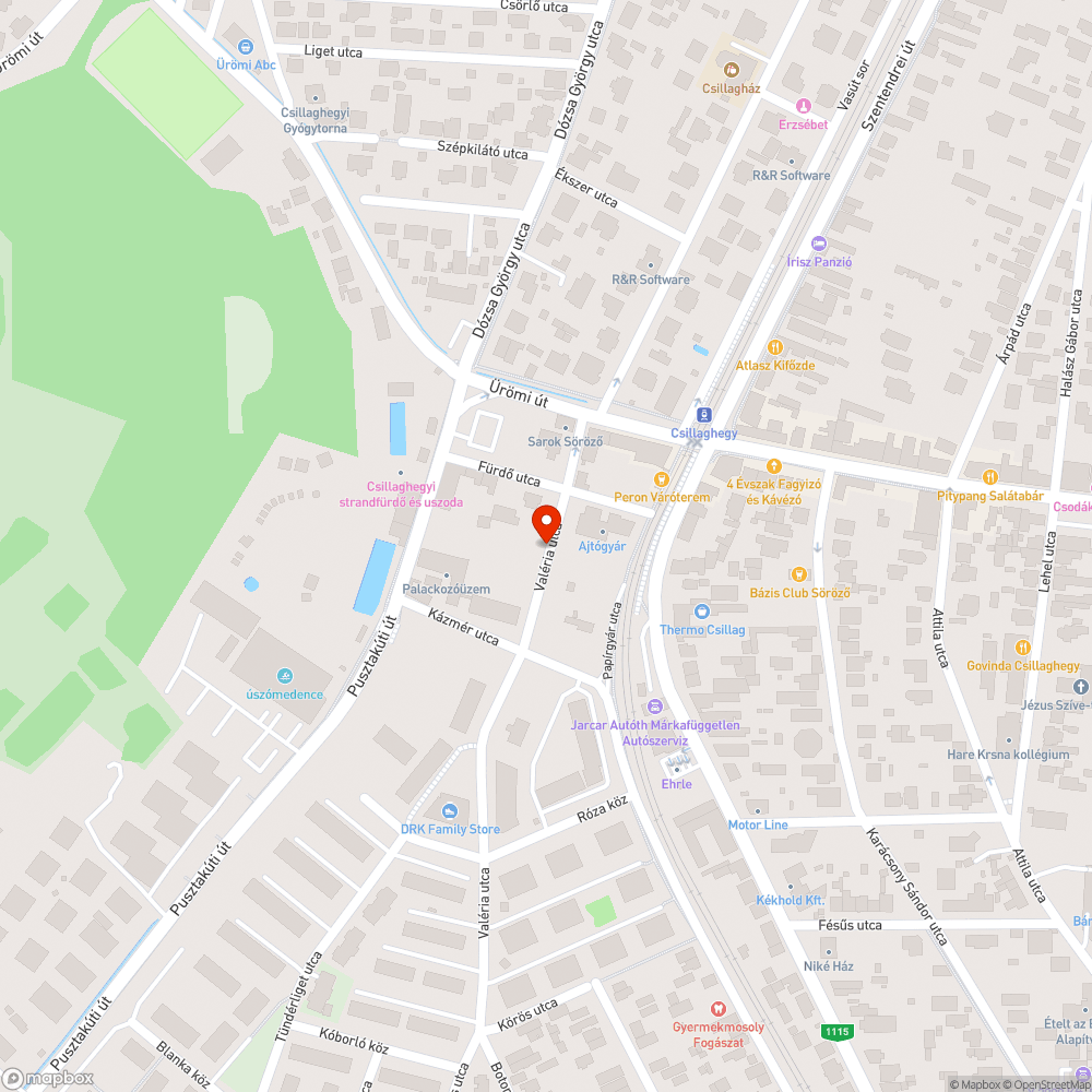 Méretes kátyúk a Valéria utcában bejelentés helye