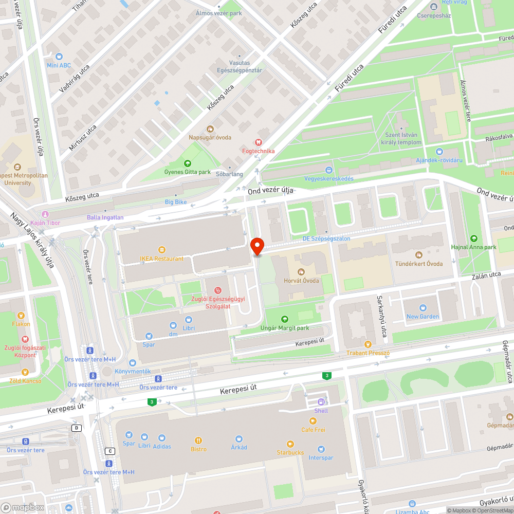 Kátyú a gyalogos átkelőnél bejelentés helye