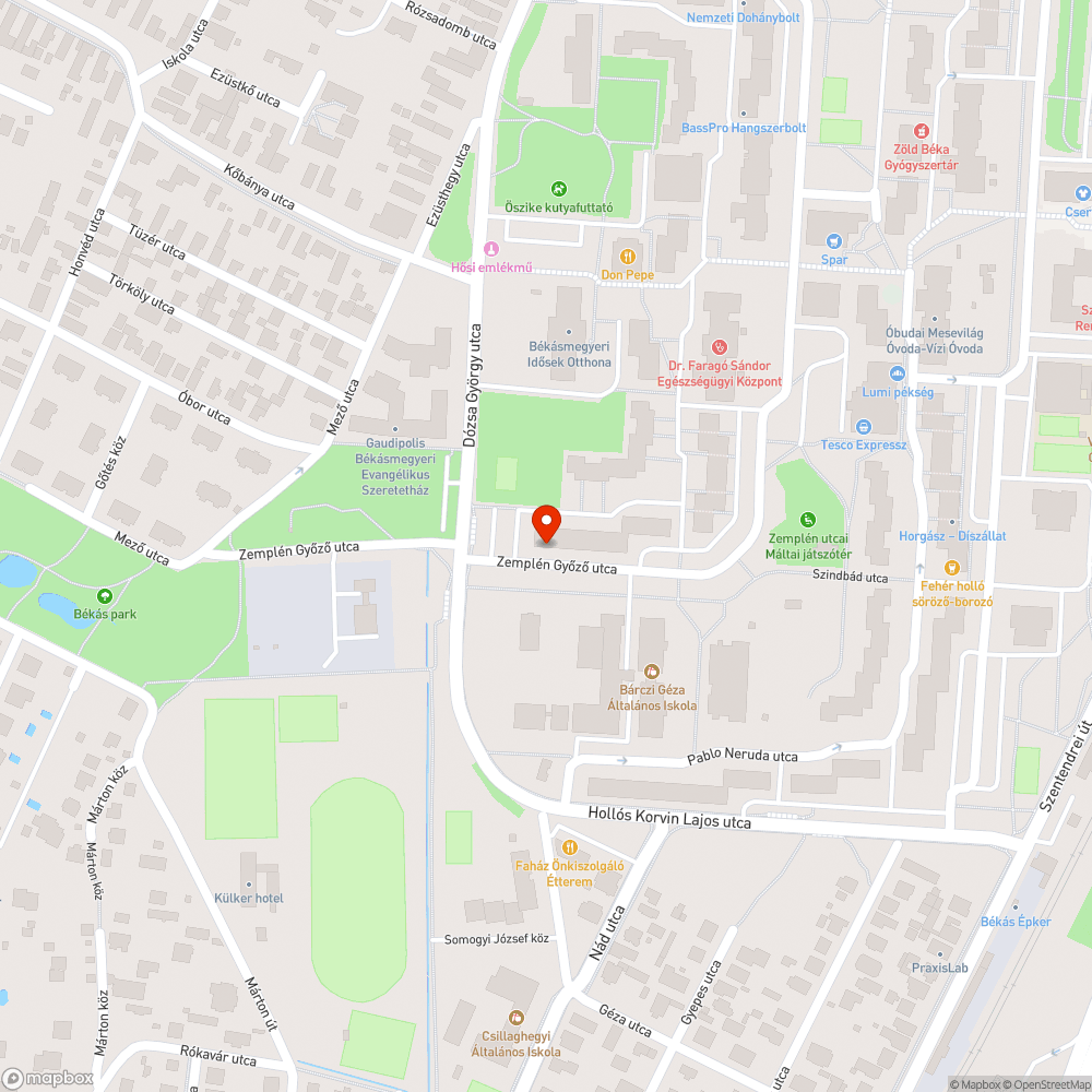 Zemplén utcai villanyoszlop bejelentés helye