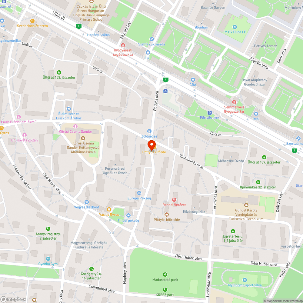 Mély kátyú bejelentés helye