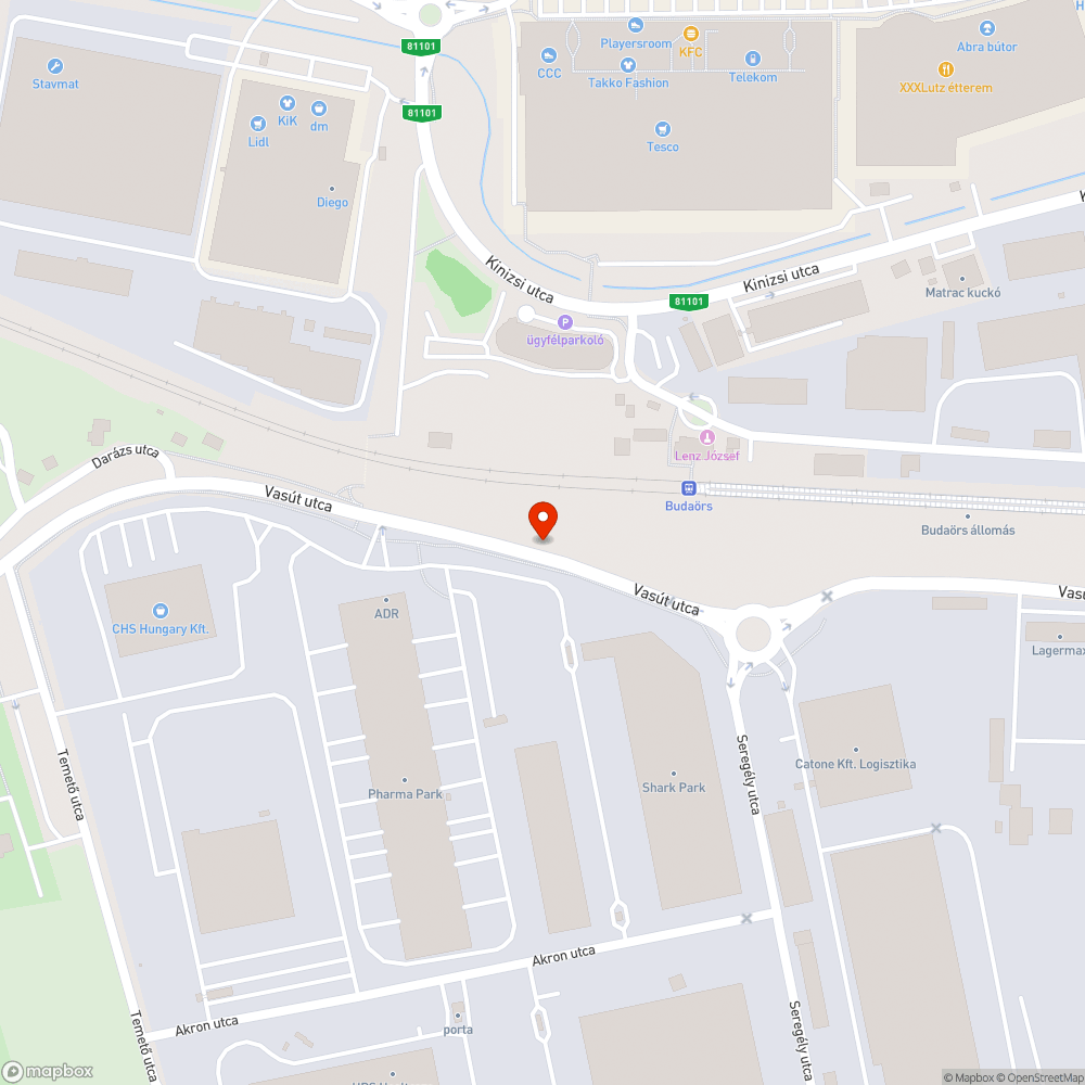 Óriáskátyúk a Vasút utcában bejelentés helye