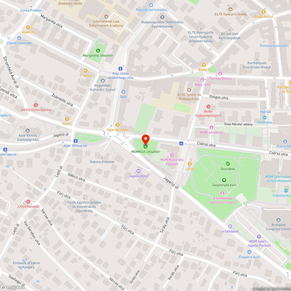 MOM-Kult játszótér hintái bejelentés helye