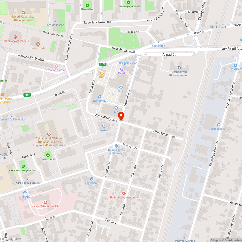 Méretes kátyú bejelentés helye