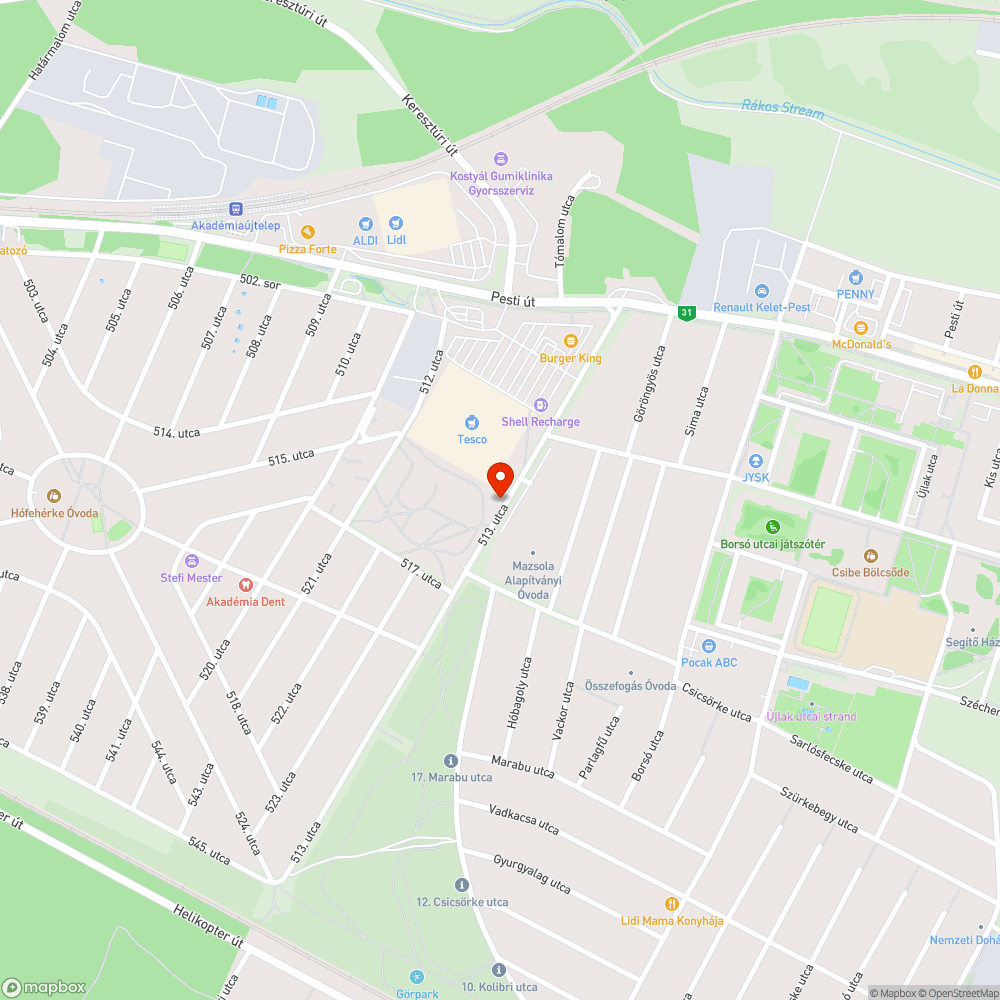 Megszakadó sávfelfestés bejelentés helye