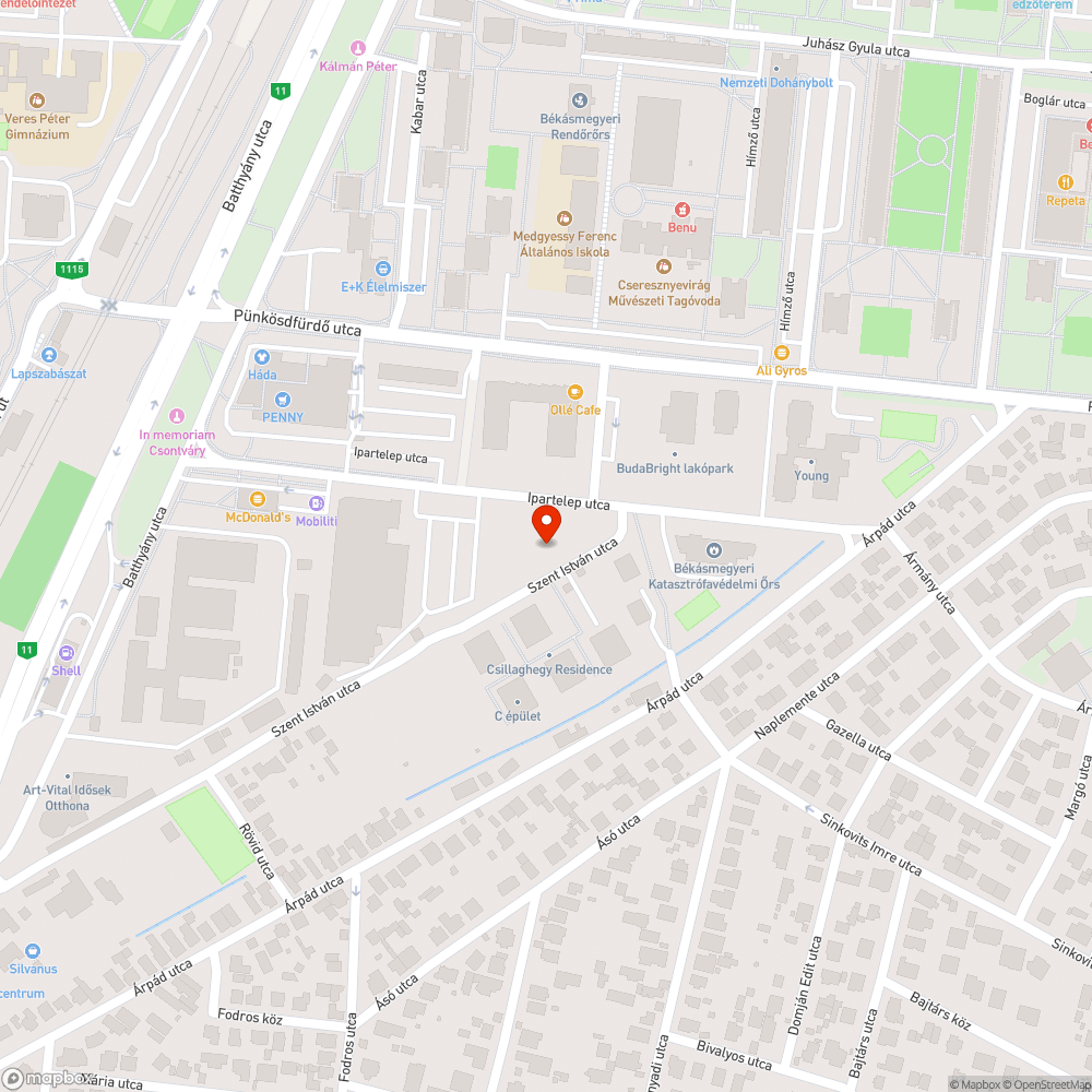 Szent István utca szemét bejelentés helye