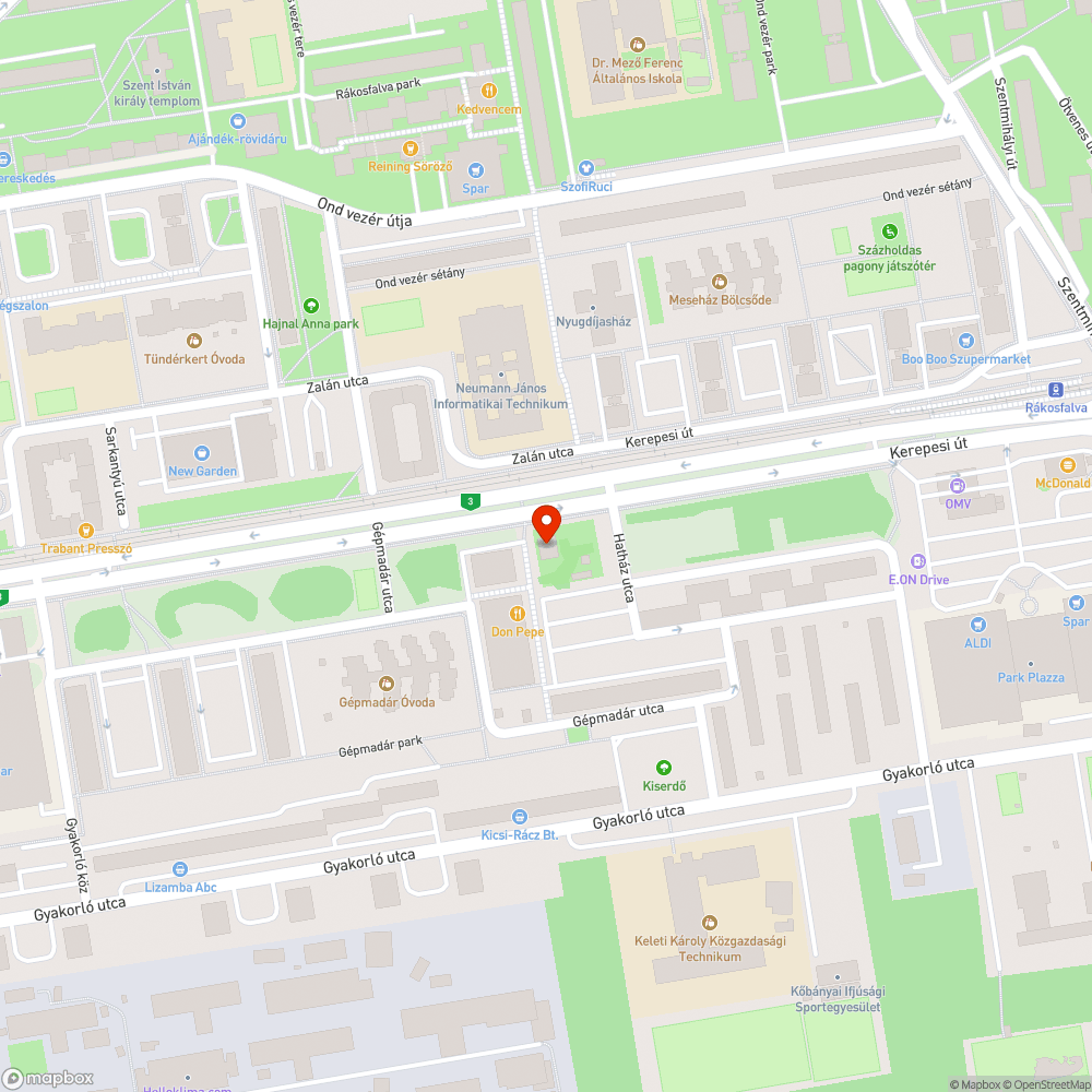 Rossz állapotú gazzal benőtt Telekom szekrény bejelentés helye