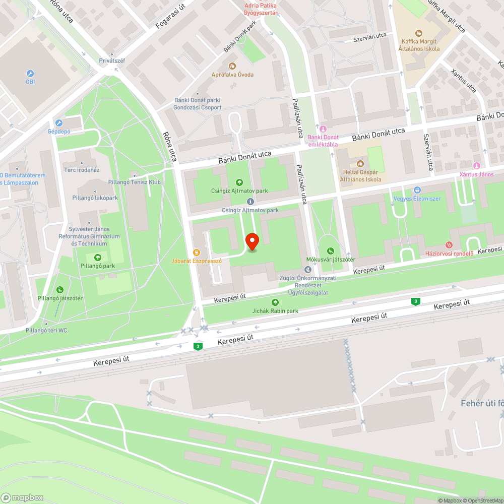 Autók által tönkretett park és zöldterület bejelentés helye